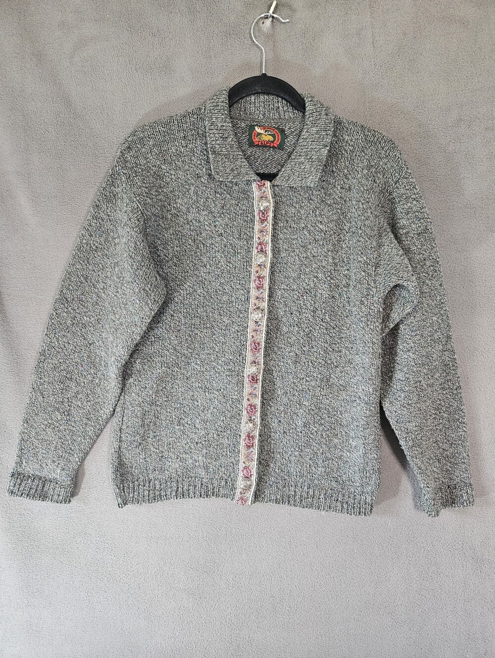 Alps Fine Apparel Button Down Wool Sweater Green Women Small Cottagecore Floral